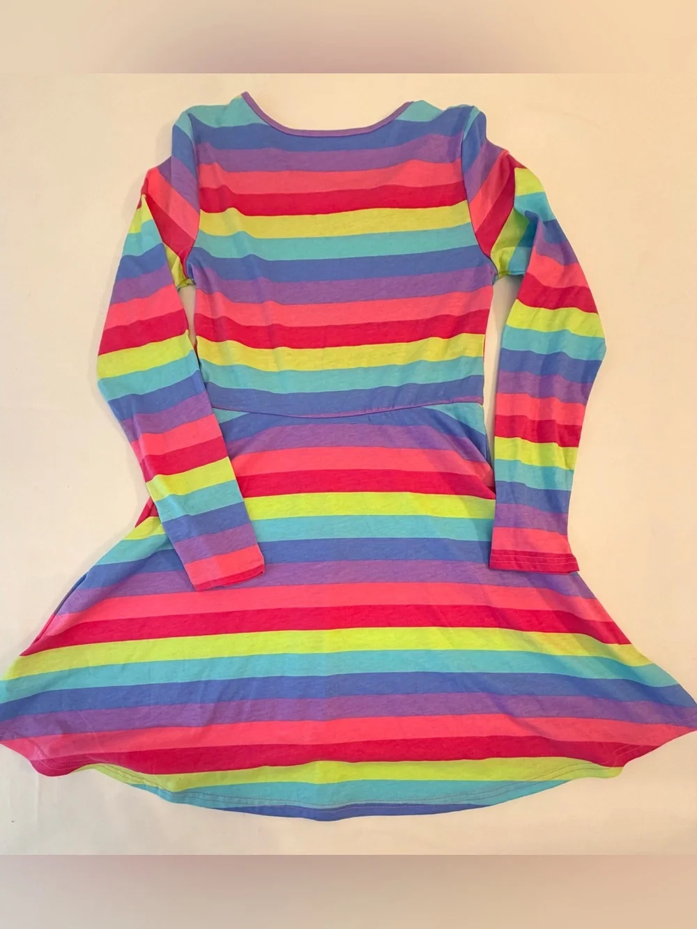 The Children’s Place Bright Rainbow Striped Long Sleeve Skater A-line Dress XL - Picture 14 of 14